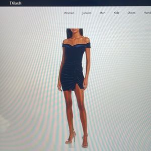 Dillards- Midnight Doll Off the Shoulder Ruched Side Slit Velvet Dress